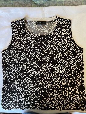 Jones New York Collection Black Tank with White Spot Print